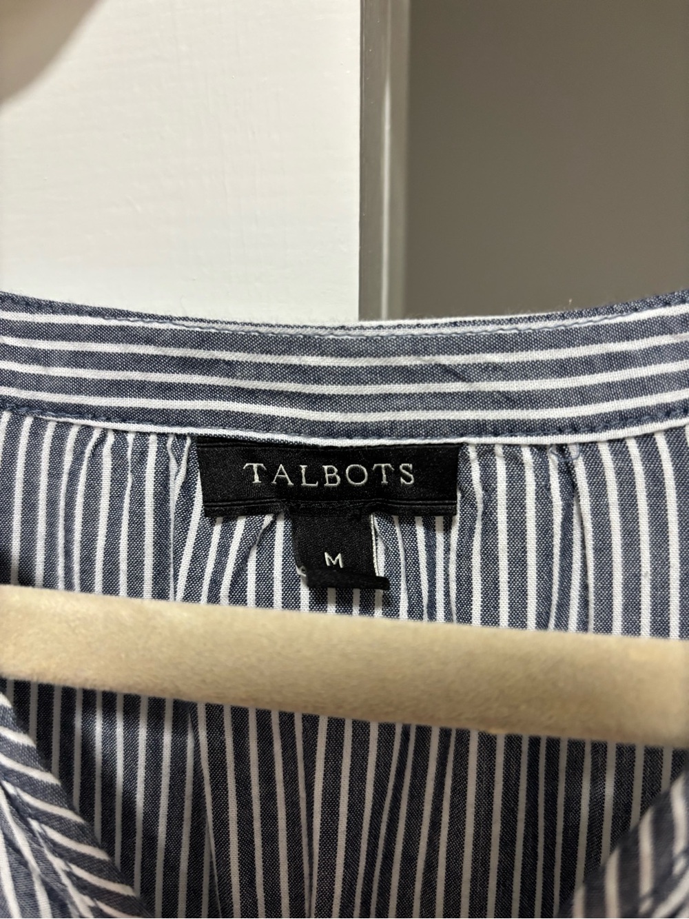 Talbots Striped Peasant Blouse with Embroidered Sleeves - Picture 7 of 8